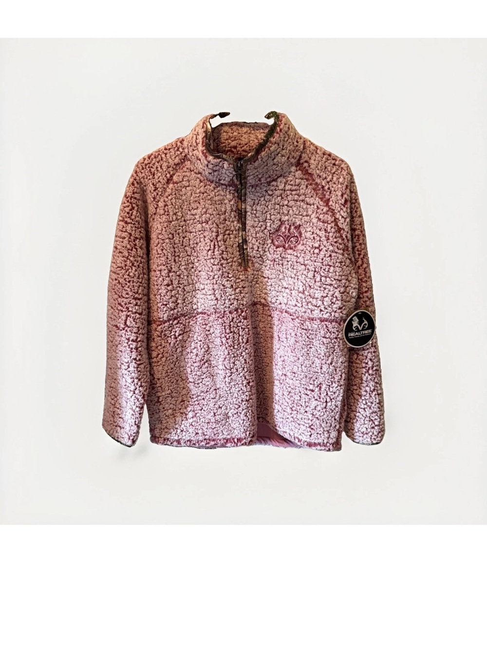 Realtree Pink Sherpa Half-Zip Pullover Jacket Womens size Large NWT